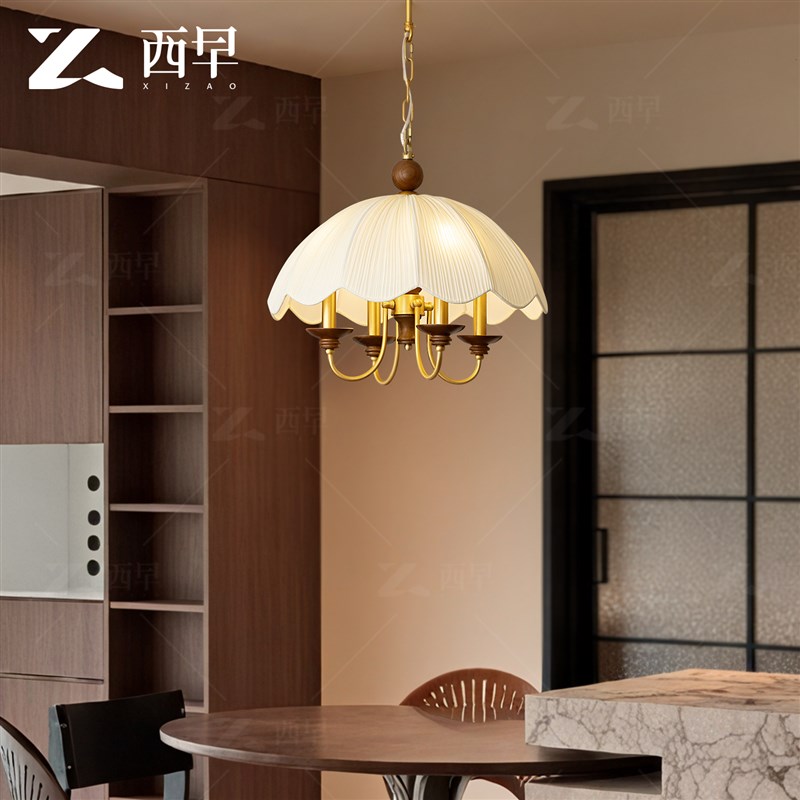 映月法式复古风吊灯中古美式卧室灯主灯书房餐厅灯轻奢氛围感灯具