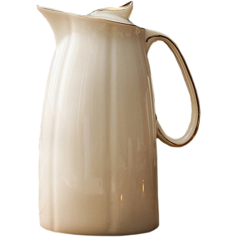 轻奢欧式简约陶瓷冷水壶大容量夏果汁壶纯色家用办公耐高温客厅