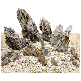 松皮石鱼缸造景组合套餐天然假山原石大块草缸水陆缸骨架装饰石头