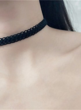 纯手工编织黑白蕾丝颈链甜美仙女项链百搭短款锁骨链闺蜜脖子饰品