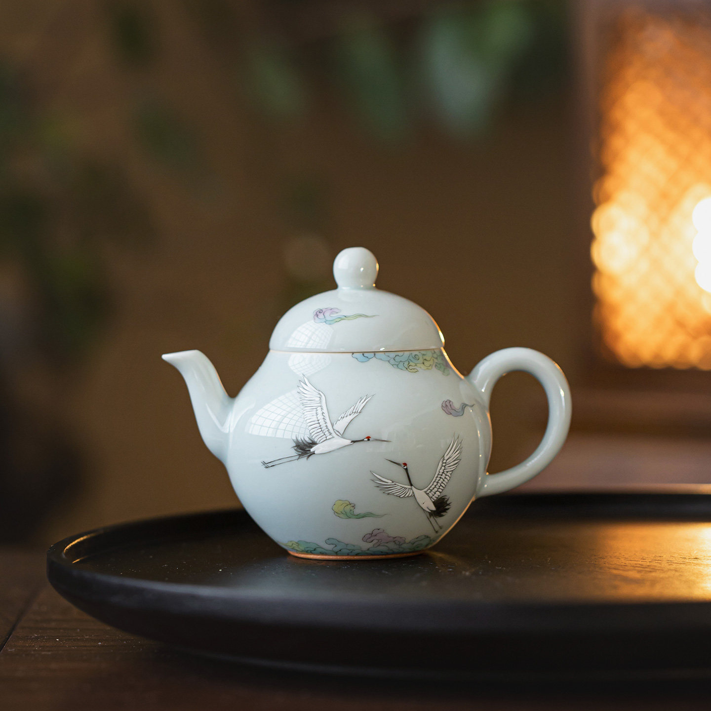 皓澜庭纯手绘茶壶陶瓷泡茶器中式