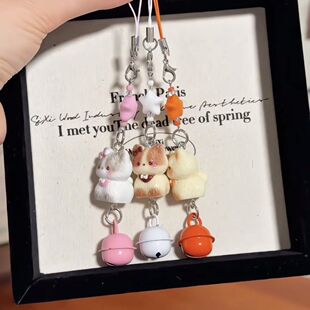 可爱新款甜美暹罗猫手机链铃铛星星吊坠卡通立体猫咪包包挂件挂饰