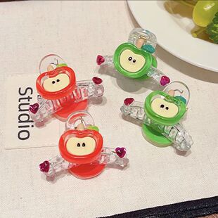 Hi Apple!可爱苹果小号抓夹刘海夹发抓前额碎发夹子边夹少女发饰