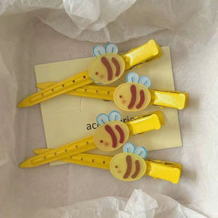 可爱黄色小蜜蜂长条发夹卡通甜美百搭女孩鸭嘴夹发卡发饰夹子
