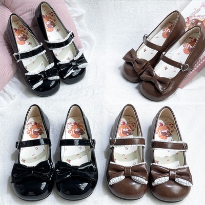 小芙结浅口平跟小熊原创洛丽塔鞋