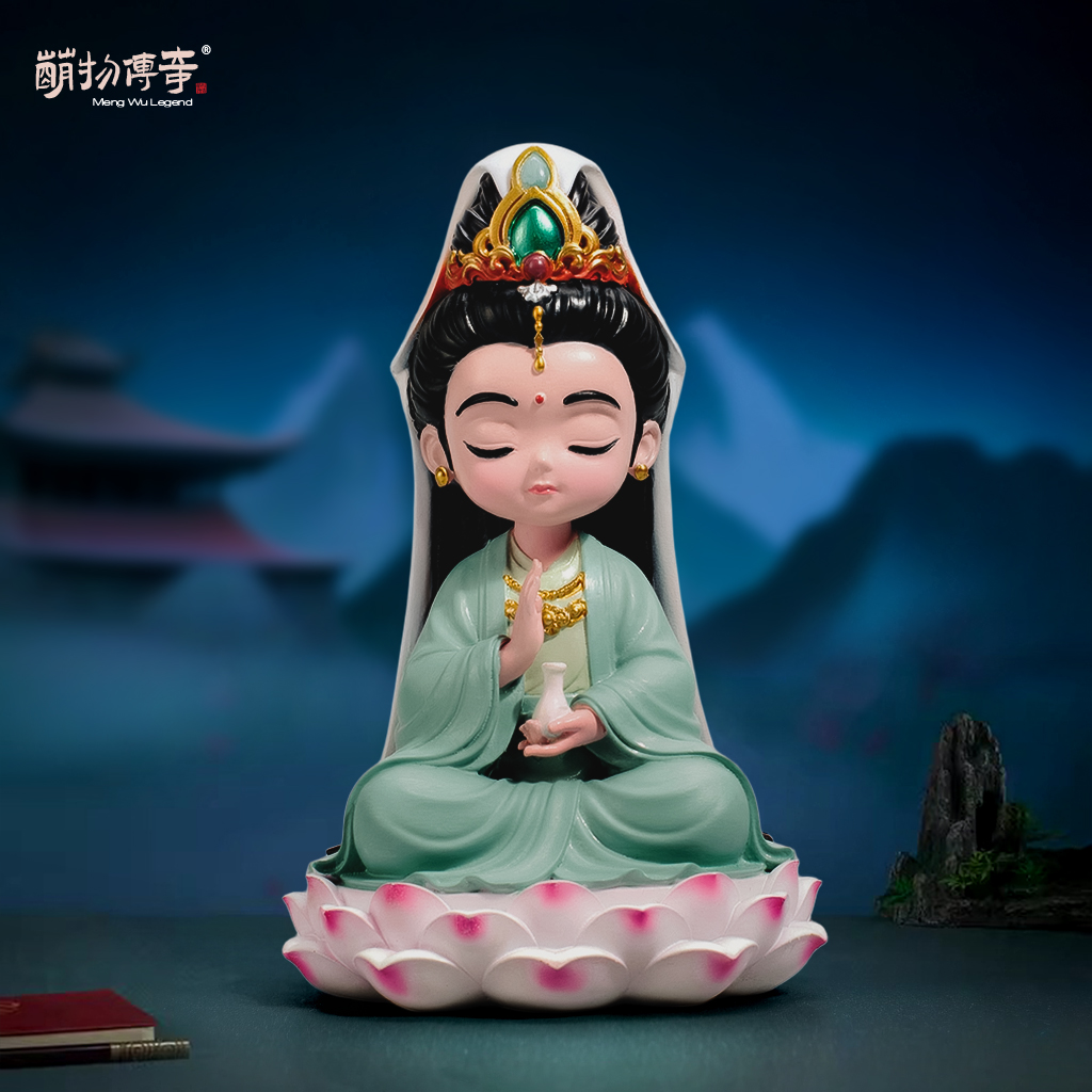 Q版观音菩萨小摆件工位情绪稳定办公室桌面车载装饰禅意手办礼物
