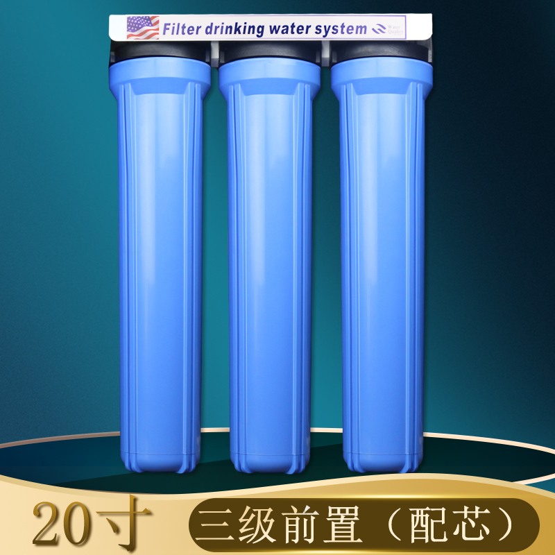 20寸4分6分 1寸口 双级管道式净水器 井水 水塔 PP棉活性炭过滤器