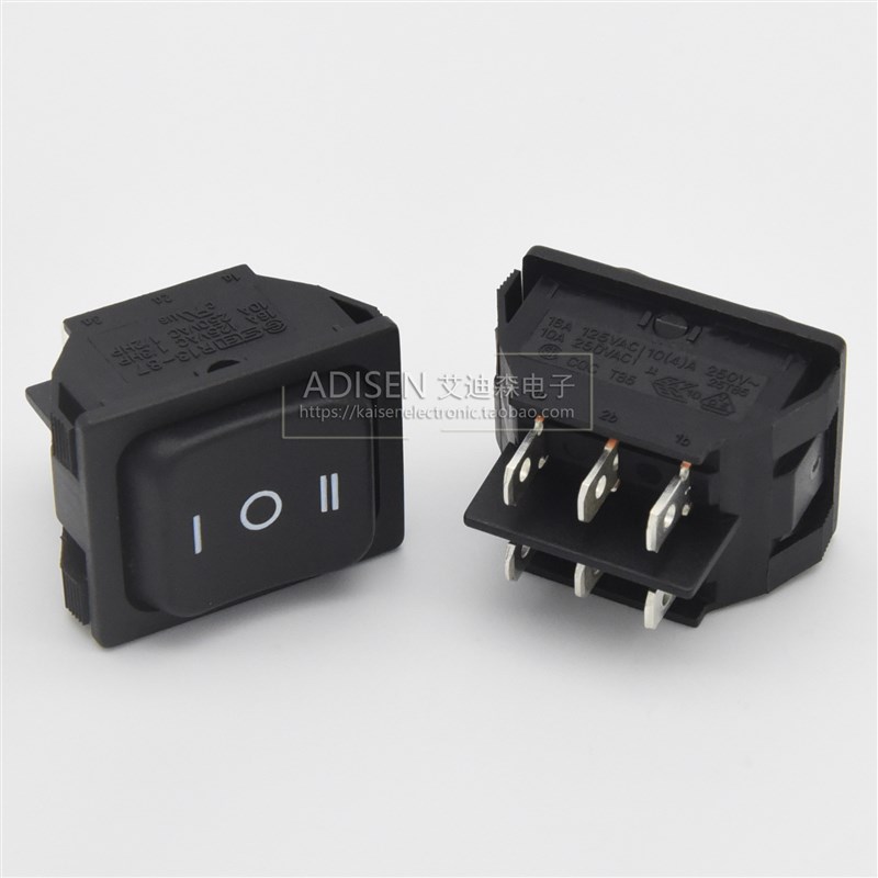 R13-87 16A125V 10A250V 6脚3档 厨房设备大电流按钮船型启动开关