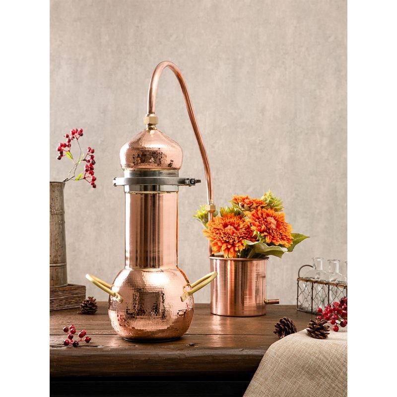 铜制蒸馏器鲜花纯露机手工紫铜蒸馏锅家用小型古法精油蒸馏设备