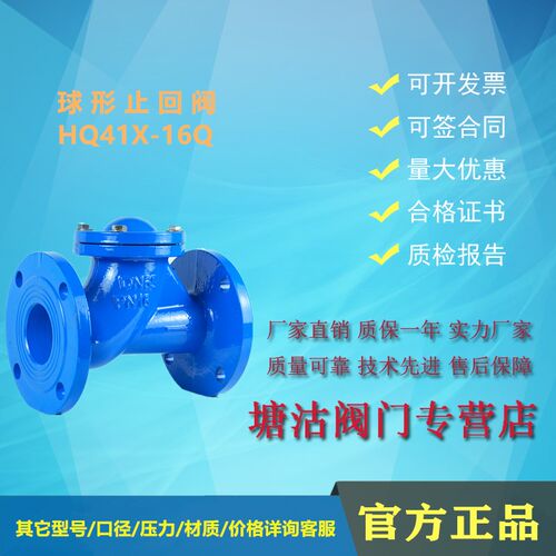天津塘沽球形止回阀HQ41X-16Q排污专用逆止阀瓦特斯上海沪工DN100