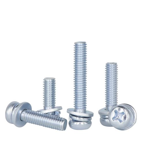 镀锌圆头三组合螺丝钉GB9074.8十字小盘头带平弹垫片螺栓M3M4M5M6