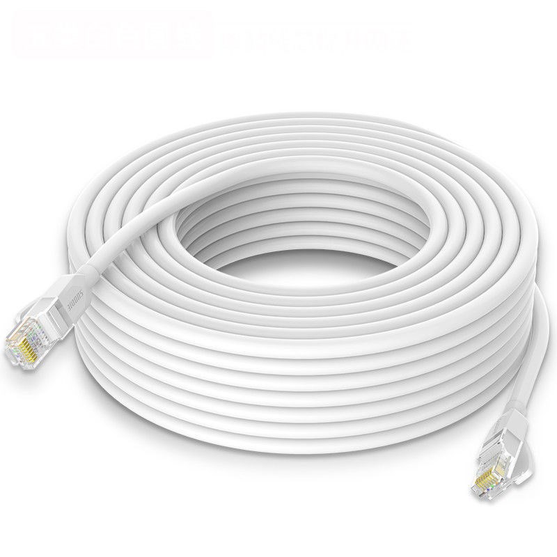 白色8芯网线千兆五类家用监控电脑路由器高速水晶头宽带室外室内