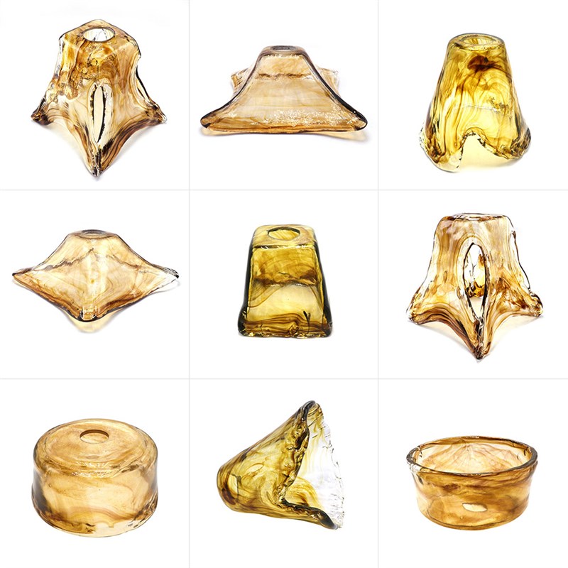 日式复古玻璃灯罩 灯壳琥珀色茶色DIY吊灯E27橱 窗卧室吧台咖啡厅