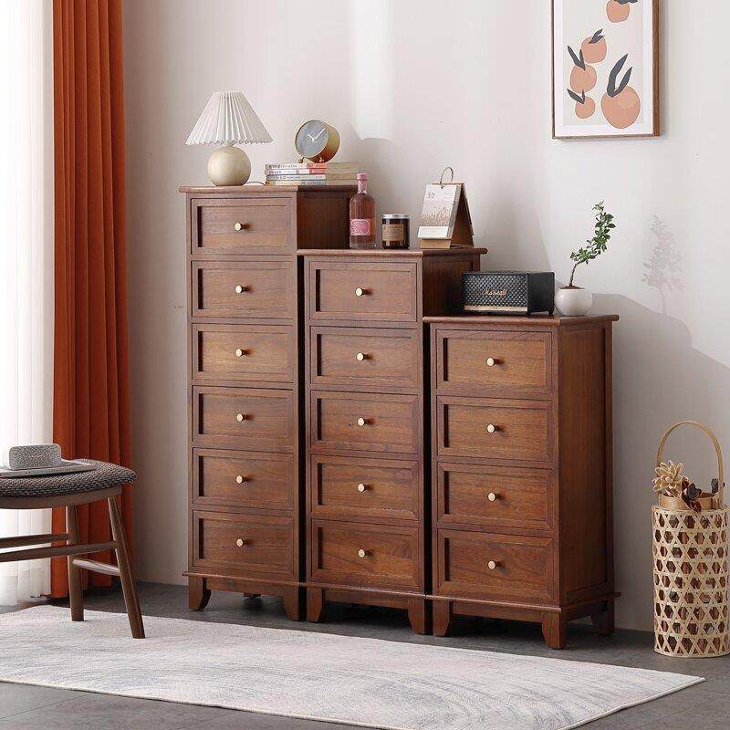 实木五斗柜卧室床头柜美式简约抽屉柜小型客厅靠墙边柜墙角收纳柜