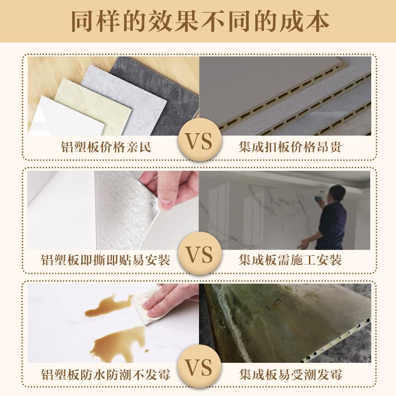墙护墙板自粘防水潮墙板塑装饰自装扣板p防vfe-pcqq-c裙铝板仿瓷