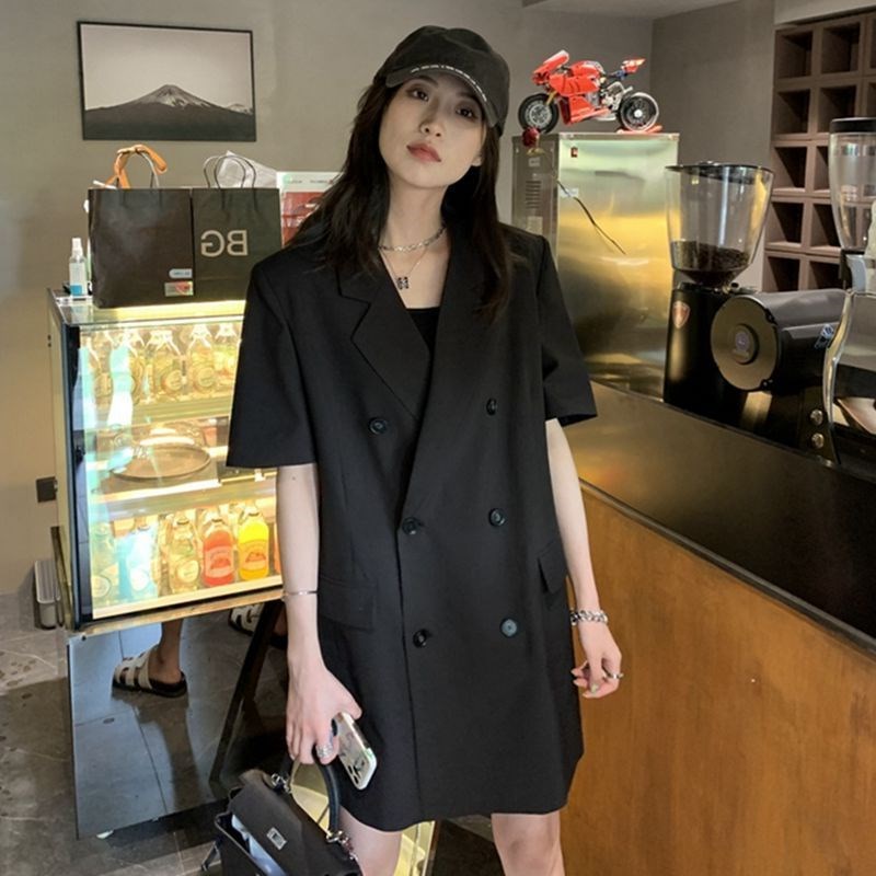胖妹妹2-300斤加大码中长款显瘦高级感洋气西装外套夏季女装上衣