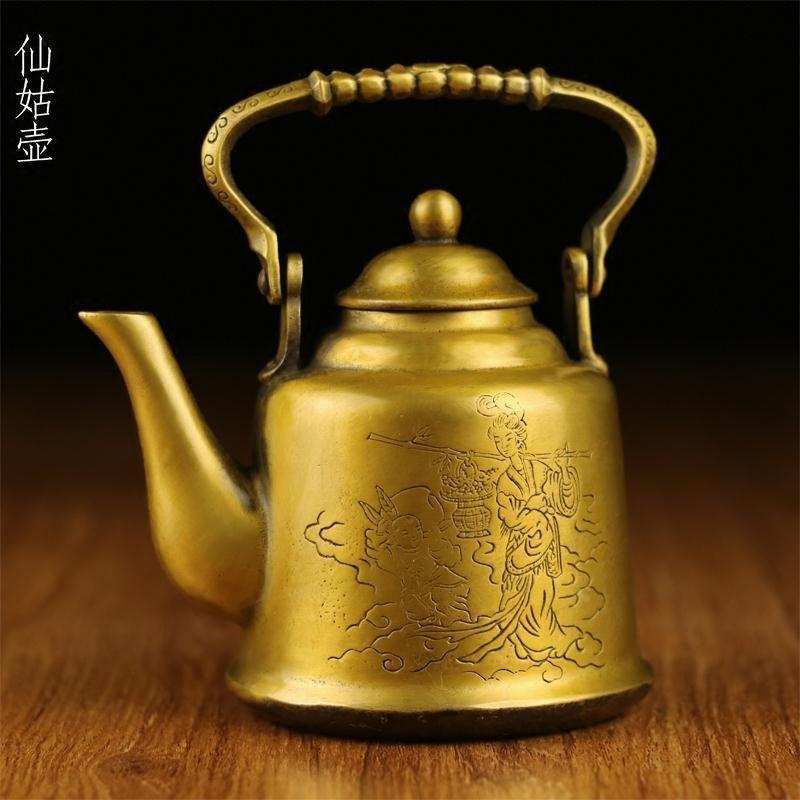 纯铜包邮铜器复古老式宫延铜壶纯铜提粱壶古玩收藏摆件仙姑壶