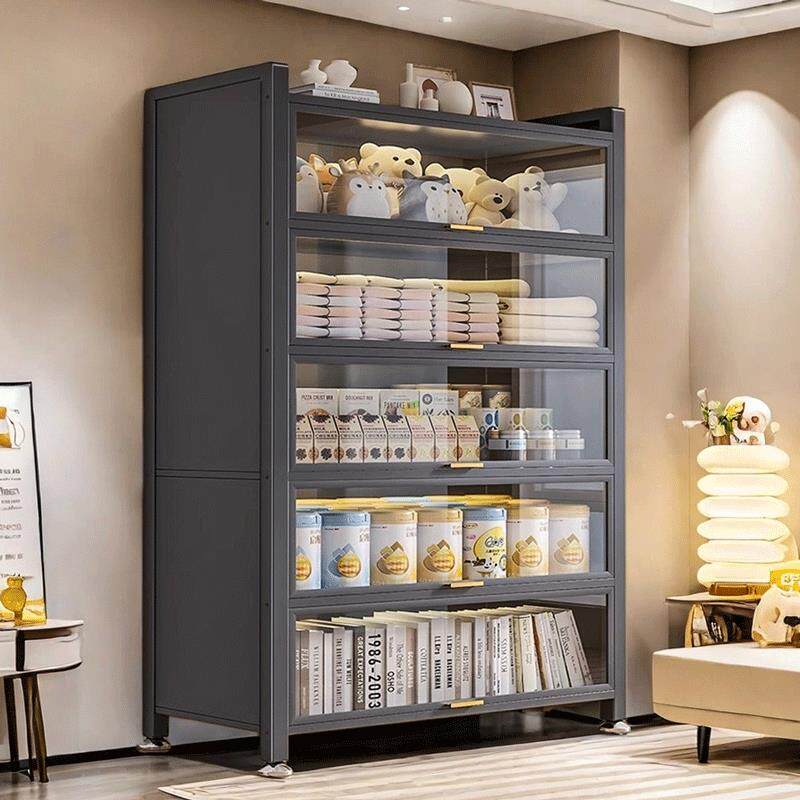 #置物收纳柜子母婴儿童用品收纳带门防尘家用阳台客厅多层书