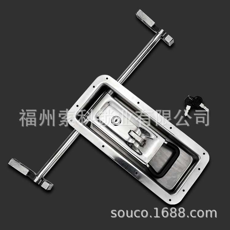 304不锈钢集装箱门铁杆锁件锻造电镀车厢门把手特种车辆锁扣配件