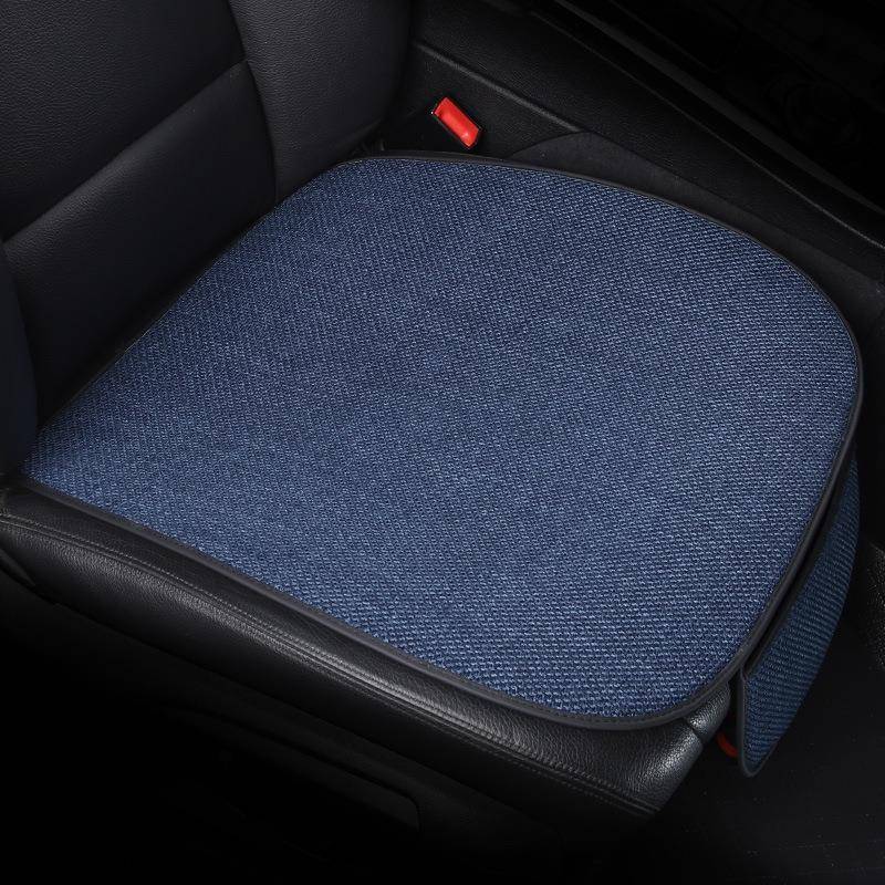 亚麻汽车坐垫四季通用小三件套单坐垫防滑透气吸汗可水洗机洗座垫