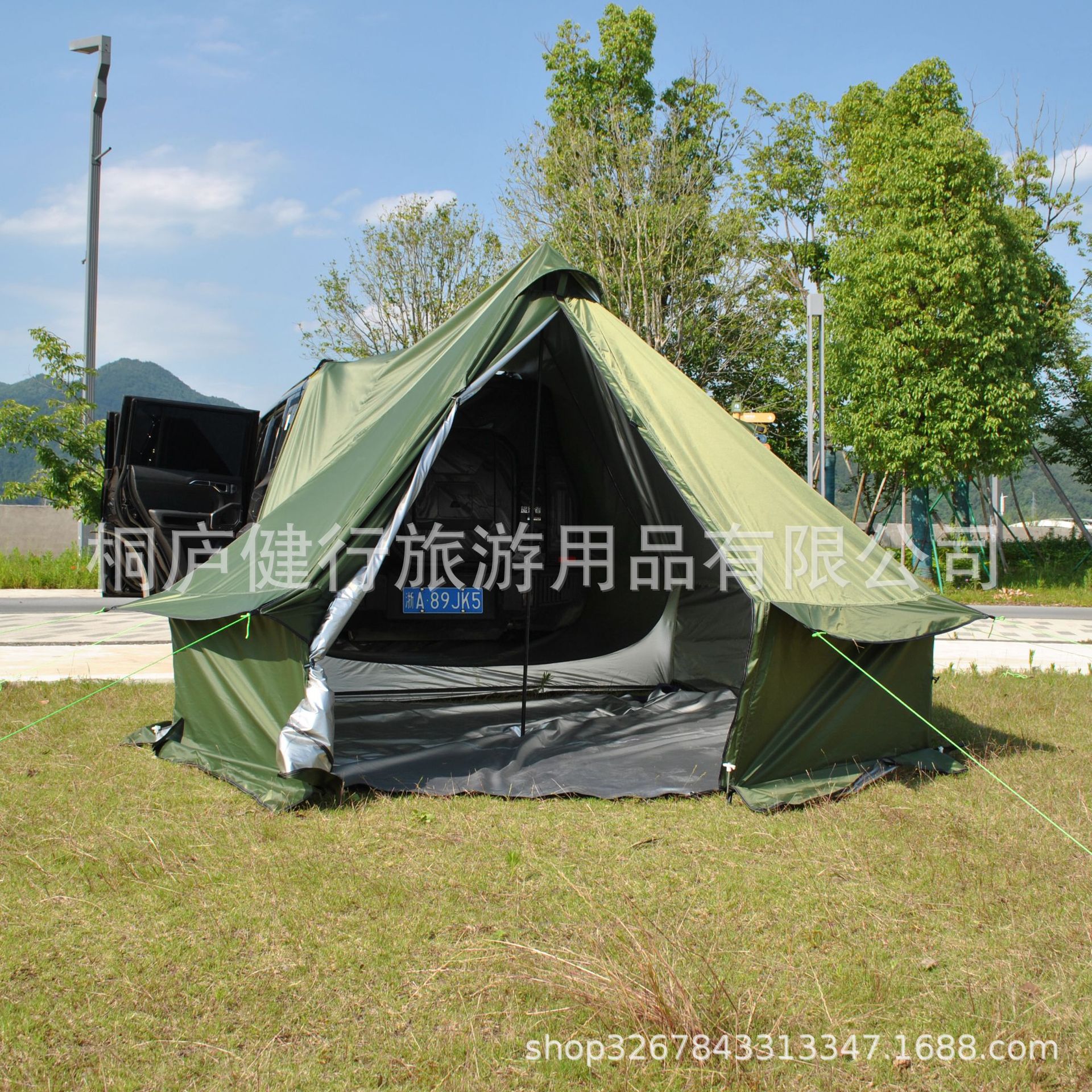8人车尾蒙古包帐篷,露营烟囱柴火炉,车尾柴火炉帐篷8人金字塔帐篷