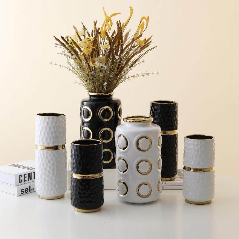 北欧陶瓷花瓶摆件家用客厅餐桌干花插花装饰品家居创意套二黑白金,畜牧/养殖物资,畜牧/养殖器械,淘宝优惠券,粉丝福利购,淘宝优惠卷