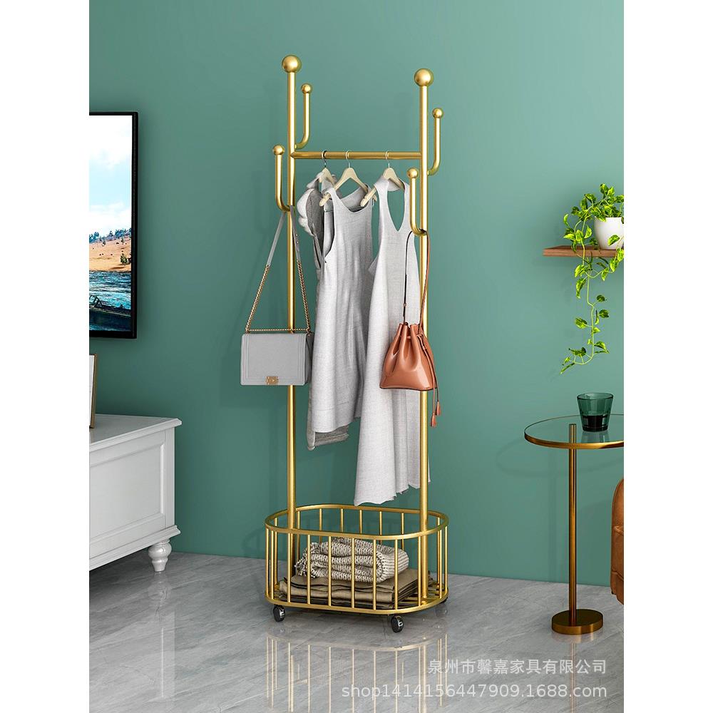 网红衣帽架多功能落地卧室挂衣架立式家用置物收纳挂包衣服杆架子