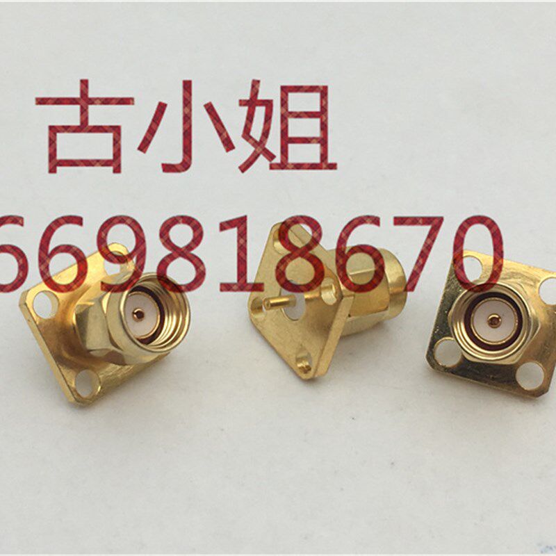 RP-SMA-JFD射频同轴连接器铜镀金RF接头SMA公内螺内孔带法兰插座