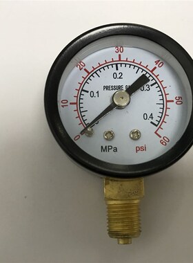 直径40mm压力表 0.4mpa 60psi 双刻度压力指示 Y-40 径向 压力表