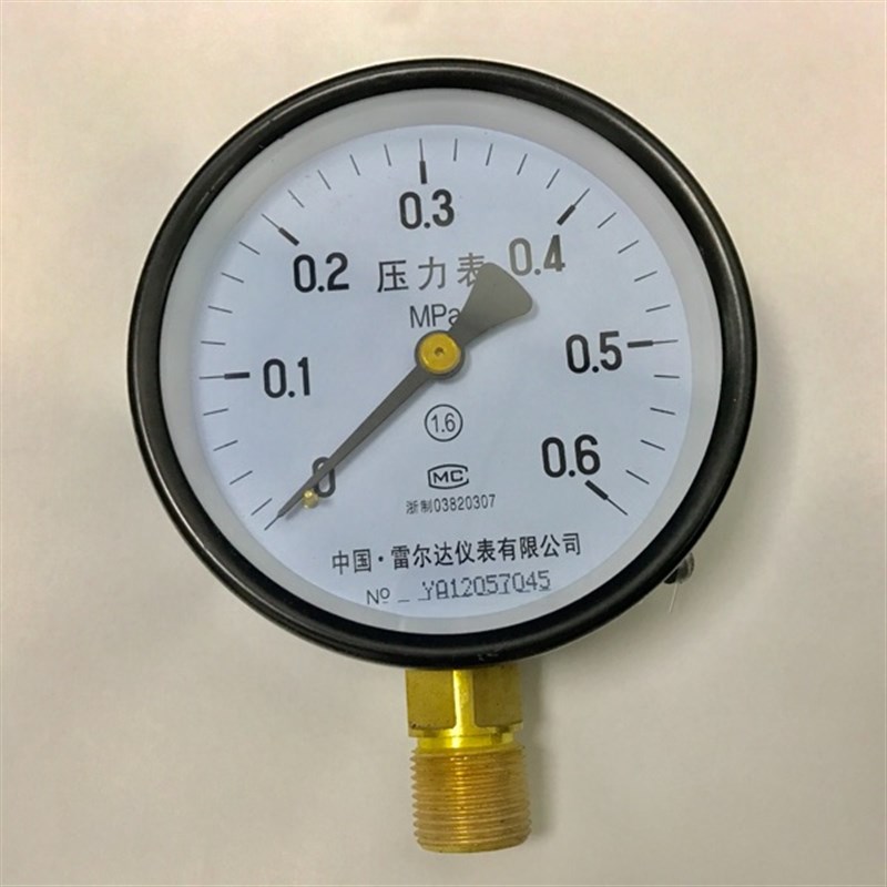 中国雷尔达仪表有限公司 普通压力表 Y-100 0-0.6mpa 直径100mm