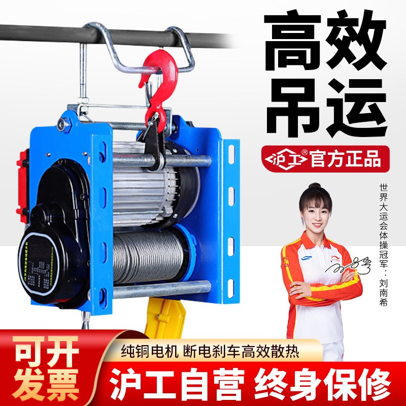 沪工正品德式卷扬机小型30米家用提升机220V无线遥控小吊机起重机