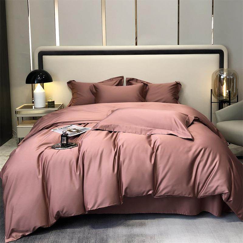 2025春秋60贡缎长绒棉纯色四件套金太阳面料套件