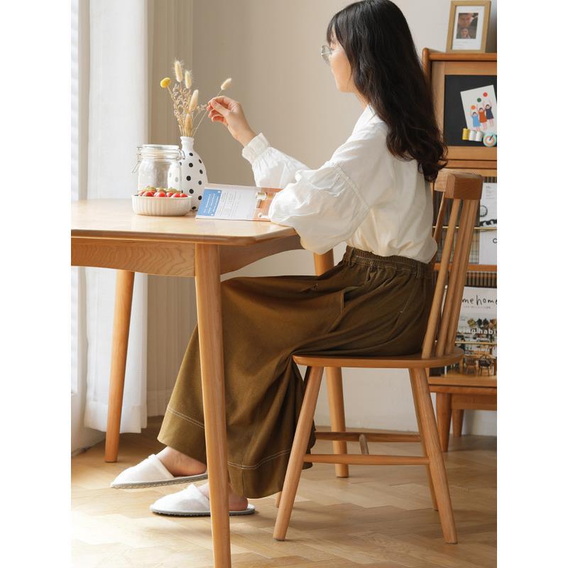 实木椅子家用靠背温莎餐桌椅原木色樱桃木白橡木北欧餐椅