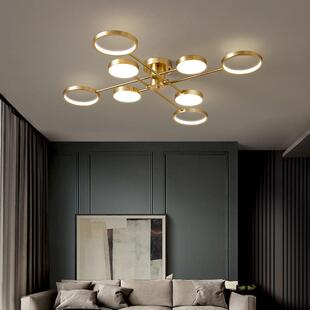 后现代简约客厅吊灯led北欧家用餐厅卧室灯全铜轻奢创意吸顶灯具