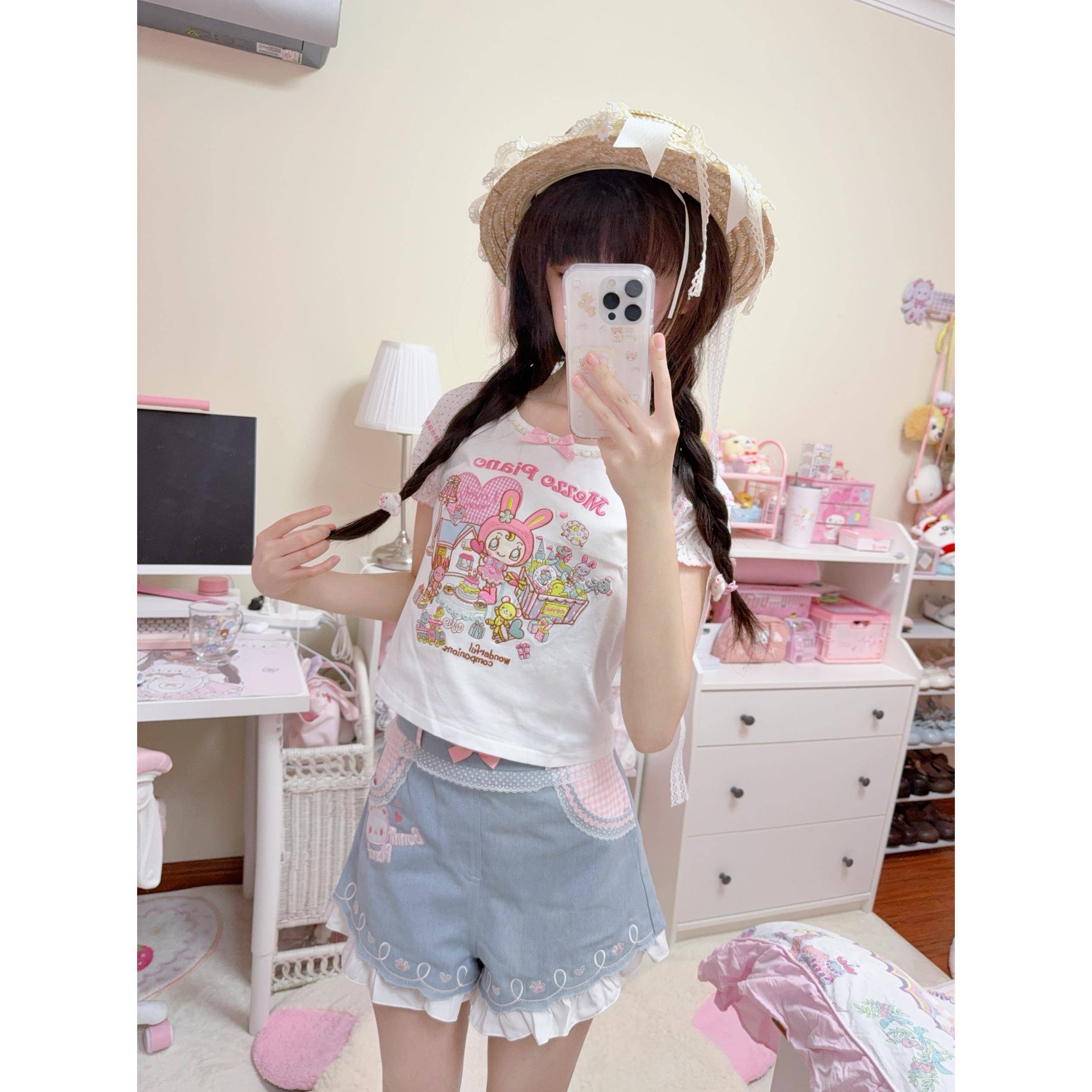 现货链接萍果酱复刻mp刺绣短袖mezzopiano日系少女可爱女儿服