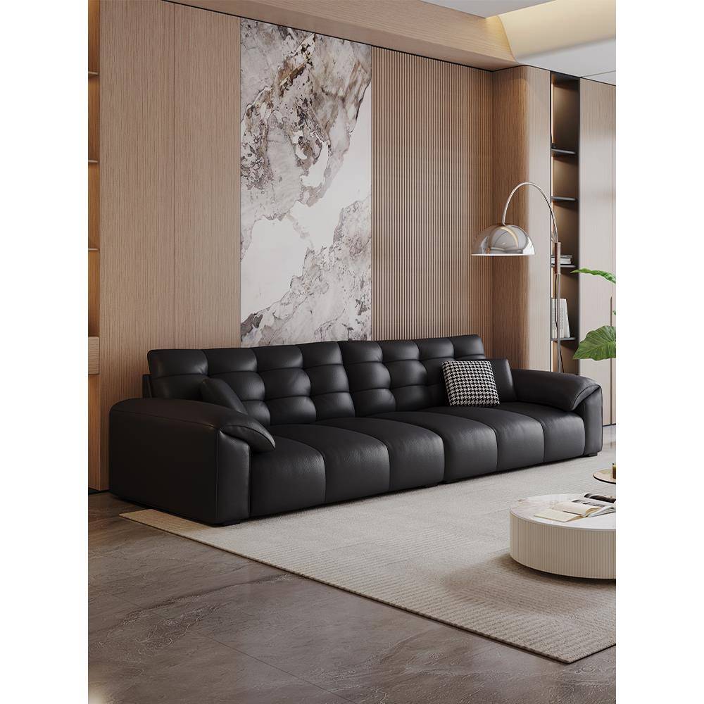 意大利Normcore大黑熊皮沙发客厅小公寓层牛皮直排象耳皮艺术沙发