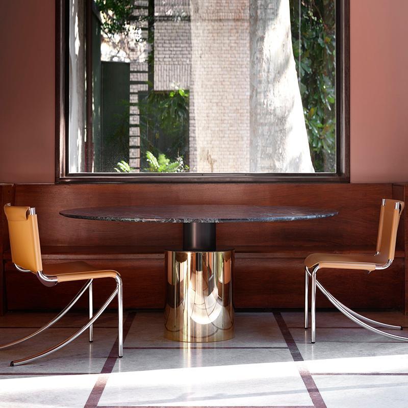 创意设计马鞍皮餐椅家用简约现代不锈钢休闲椅设计师靠背椅洽谈椅