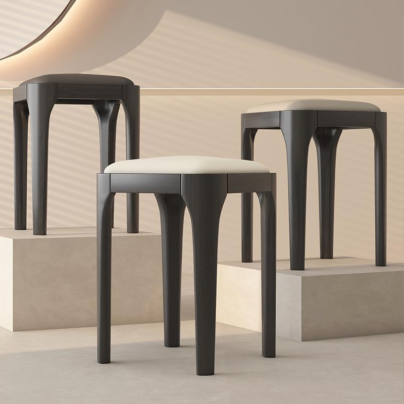 实木凳子家用可叠放餐桌椅备用现代简约小户型叠放高脚方凳梳妆凳