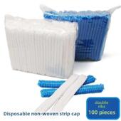 一次性帽子无纺布条形帽食品车间实验室防尘帽双筋发帽透气蘑菇帽