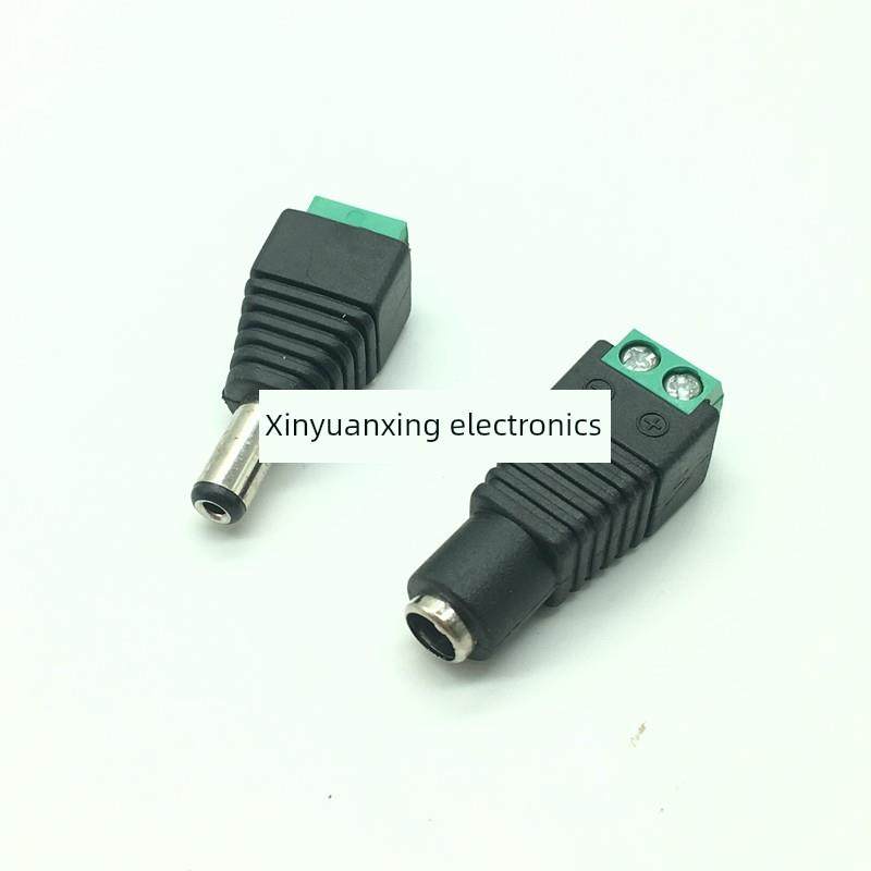 10对包邮 DC公母LED灯条监控电源转接头带接线绿色端子5.5X2.1mm