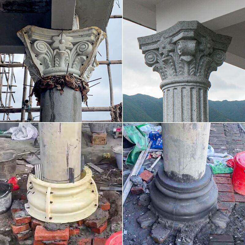 罗马柱柱脚底座柱头模具圆柱花头圆形柱帽顶水泥柱子装饰造型模板