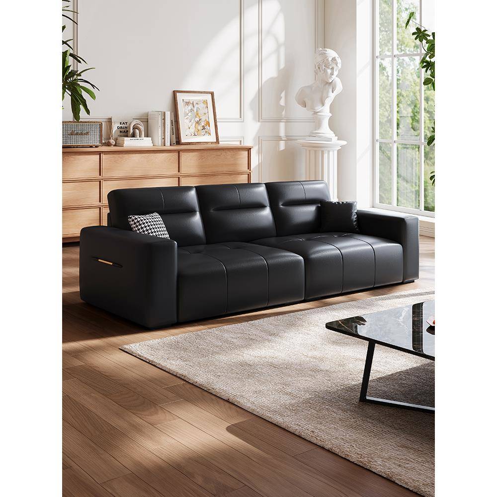 意大利Normcore真皮沙发小公寓客厅沙发三人或四人直排猫爪皮革20