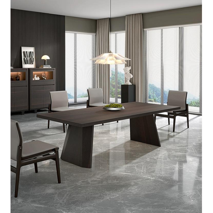 原木意式极简餐桌简约现代长方形家用桌轻奢实木会议办公长桌书桌