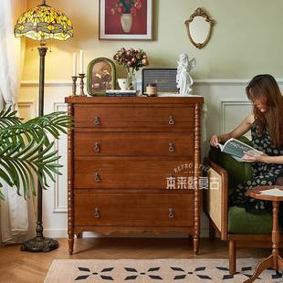 本来就复古「卡米尔四斗柜」法式复古实木斗柜边柜中古卧室置物柜