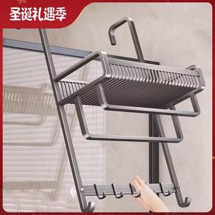 浴室毛巾架免打孔淋浴房玻璃门挂架厕所浴巾架毛巾杆卫生间置物架