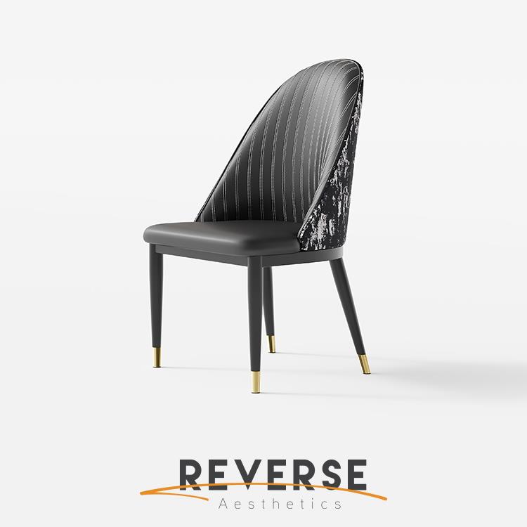 逆时针餐椅意式轻奢餐椅家用酒店餐厅靠背餐椅简约高级感2025新款