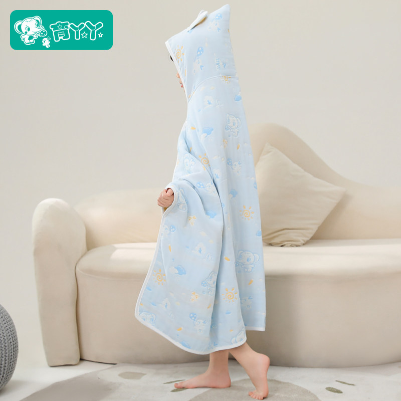 纯棉纱布披风浴巾儿童斗篷浴袍宝宝带帽子洗澡游泳可穿式沙滩巾,婴童用品,浴巾,淘宝优惠券,粉丝福利购,淘宝优惠卷