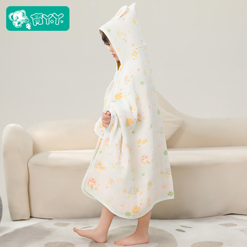 纯棉纱布披风浴巾儿童斗篷浴袍宝宝带帽子洗澡游泳可穿式沙滩巾,婴童用品,浴巾,淘宝优惠券,粉丝福利购,淘宝优惠卷