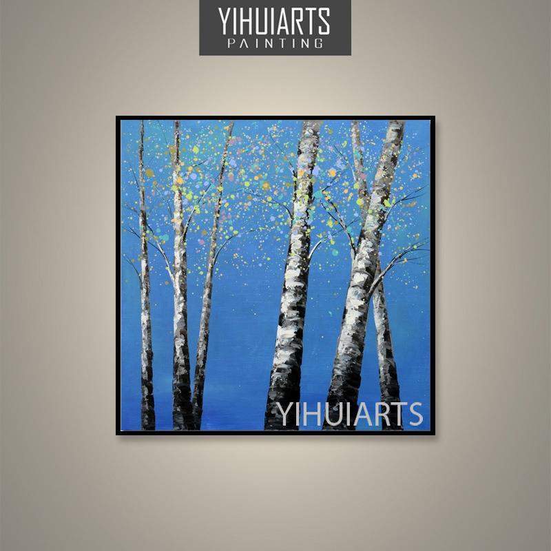 YIHUIARTS直销纯手绘竹林风景题材油画办公室卧室装饰挂画