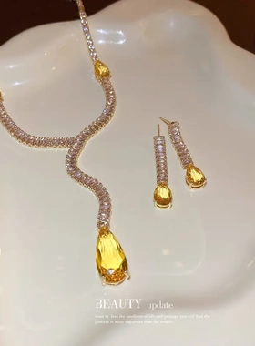 轻奢高级感镶钻锆石水滴项链时尚个性设计锁骨链韩国新款小众项饰